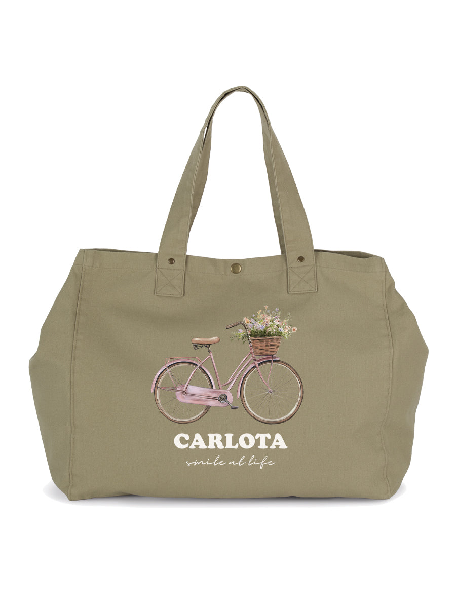 Bolsa efecto lavado Bici Rosa