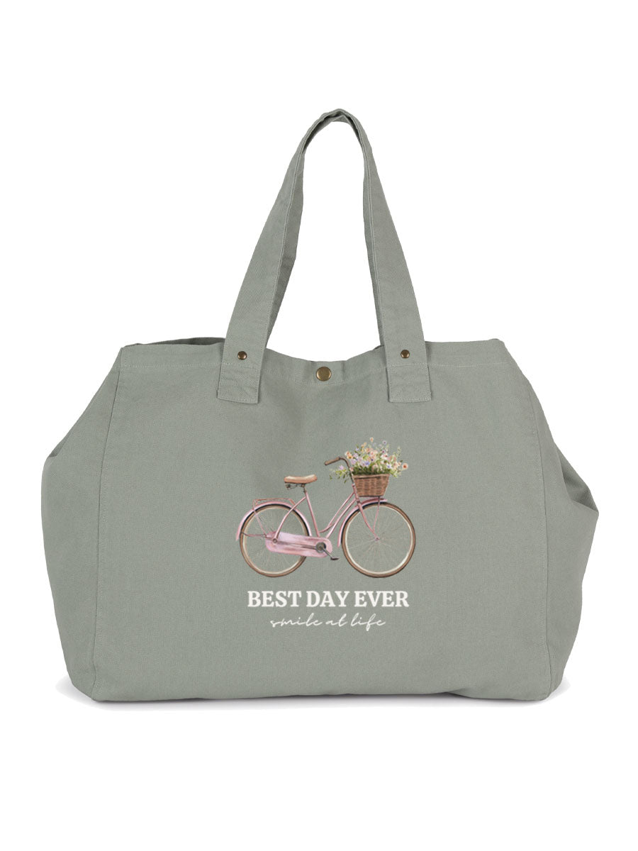 Bolsa efecto lavado Bici Rosa