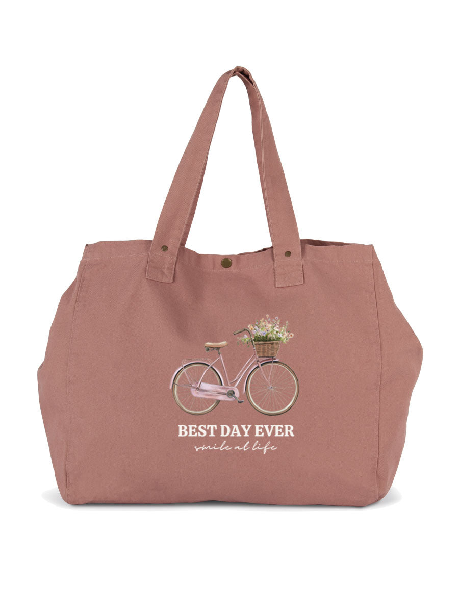 Bolsa efecto lavado Bici Rosa