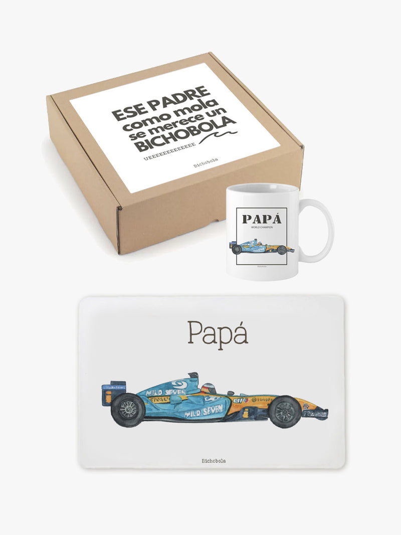 Pack Día del Padre Desayuno Coches - Mantel y Taza Personalizable