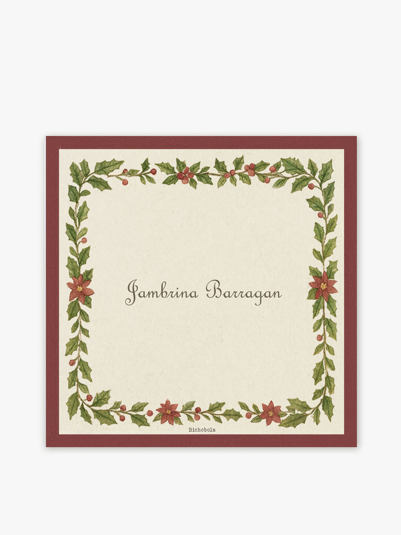 Mantel Cuadrado Navidad Apellidos Guirnalda Roja