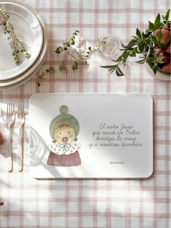 Mantel individual antimanchas con diseño Inés y bendición para niños