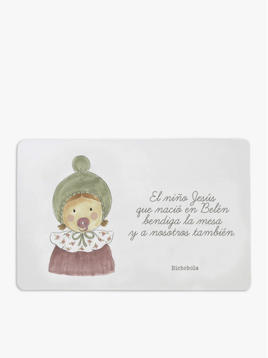 Mantel individual antimanchas con diseño Inés y bendición para niños