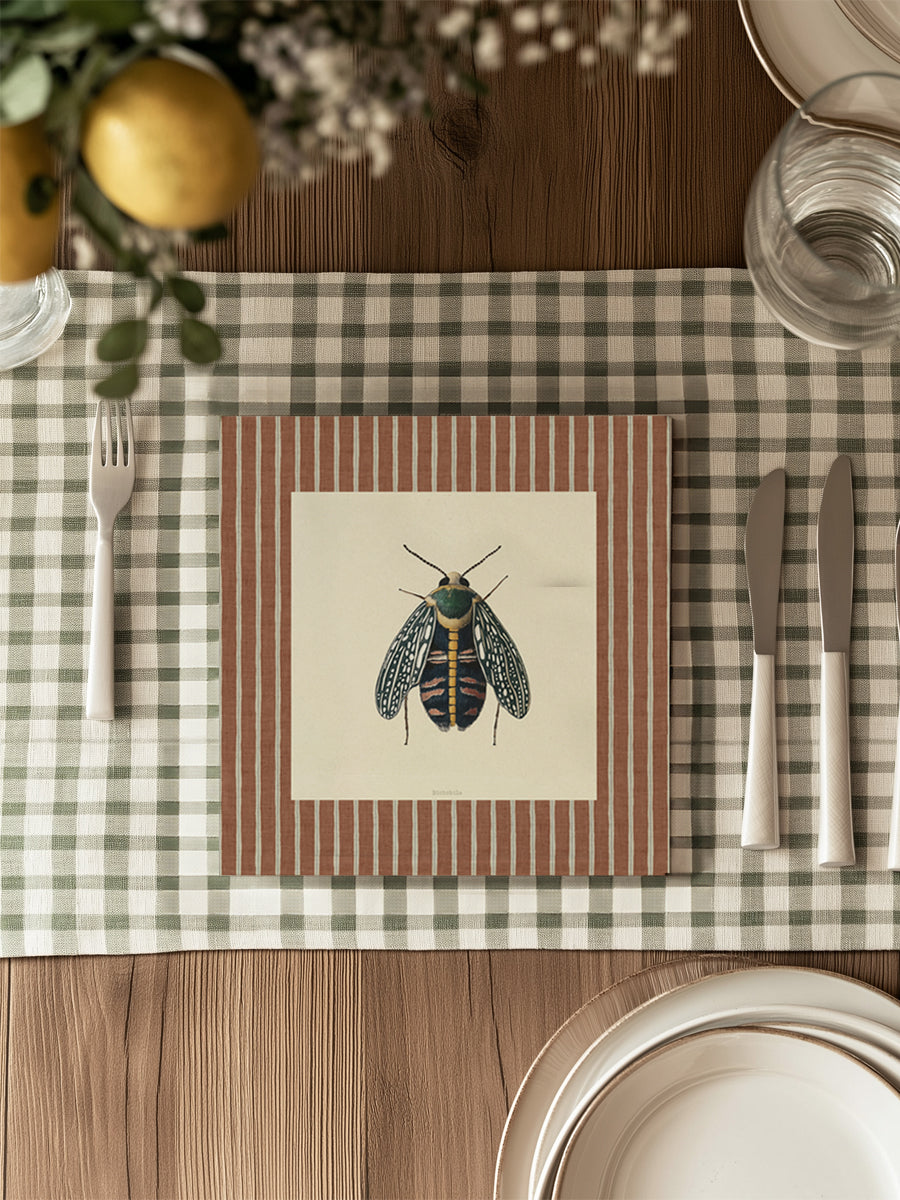Mantel cuadrado Insectos Rayas III