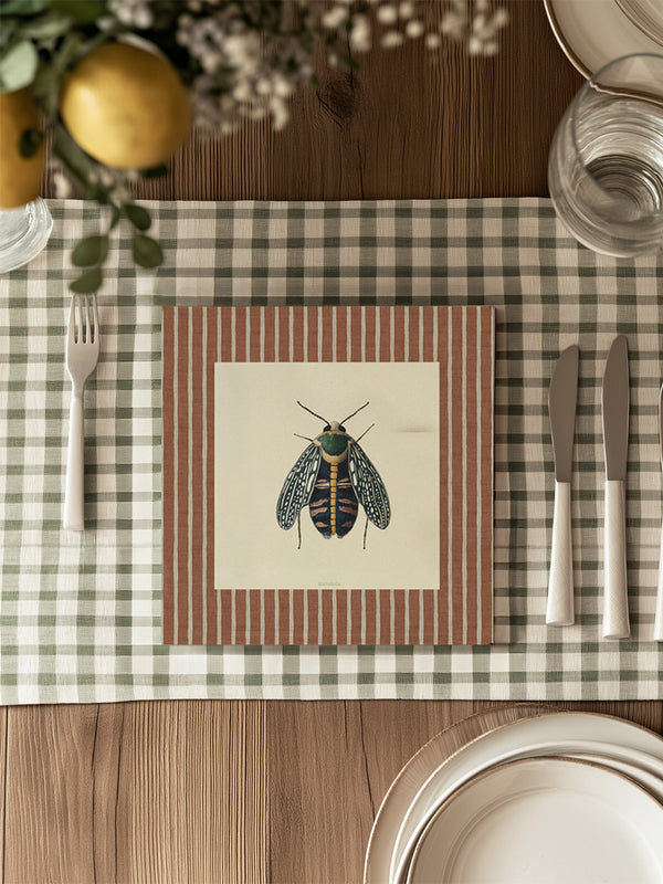 Mantel Cuadrado Insectos Rayas III
