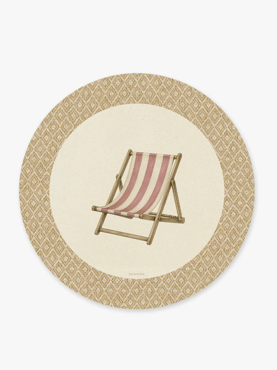 Mantel Redondo Summer Rafia Silla Roja