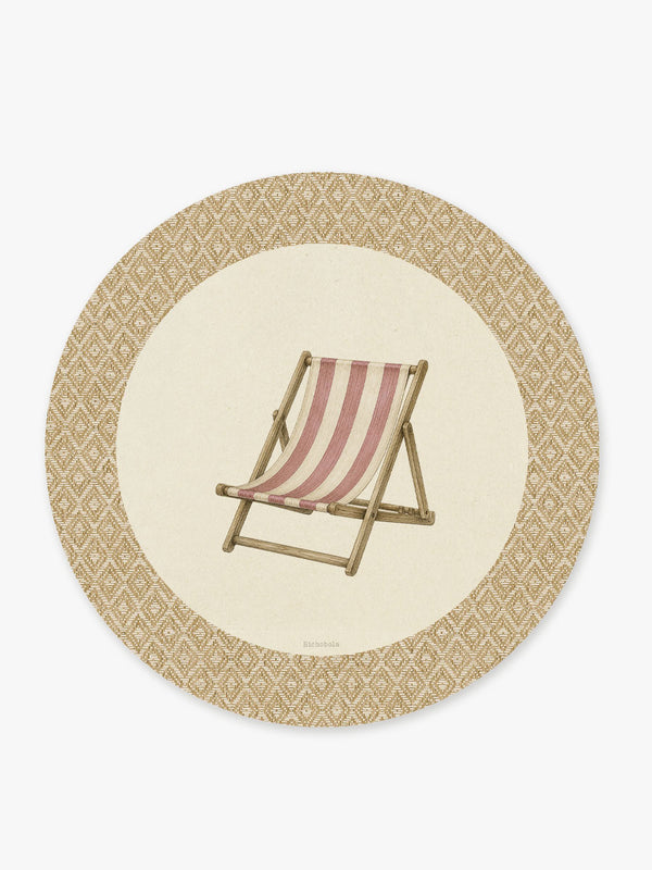 Mantel Redondo Summer Rafia Silla Roja