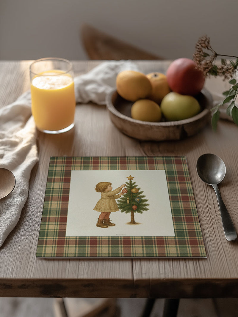 Mantel Cuadrado Navidad Vintage Árbol