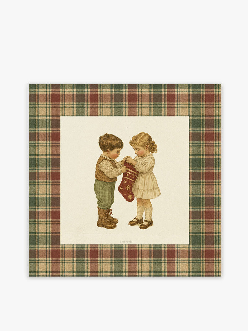 Mantel Cuadrado Navidad Vintage Bota