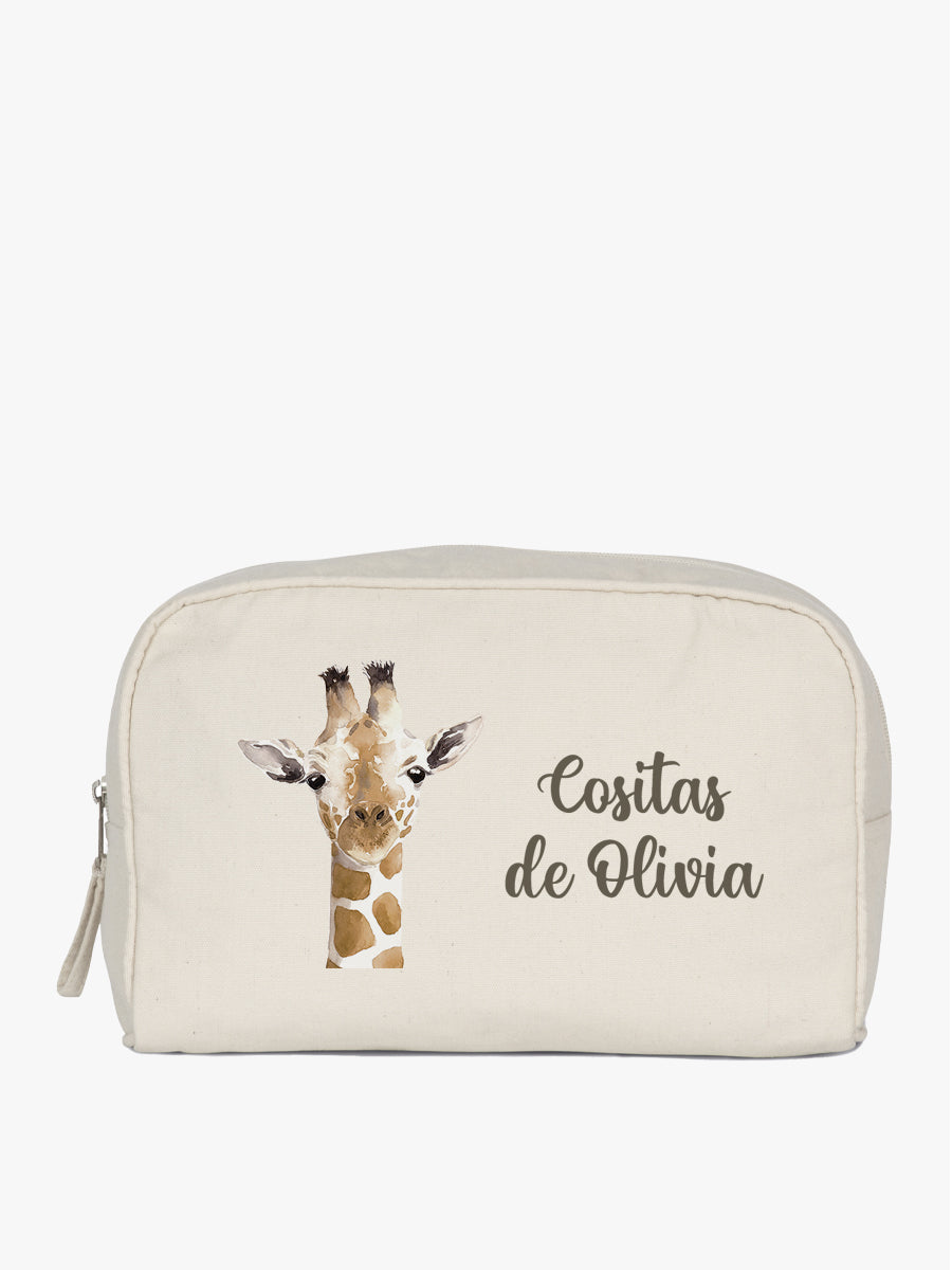 neceser cuadrado grande diseño jirafa personalizado con nombre
