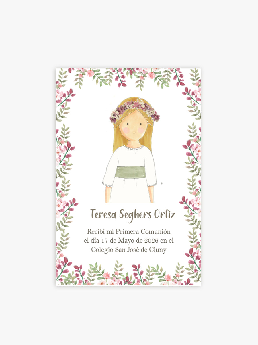 Recordatorio Comunión Guinda Rosa