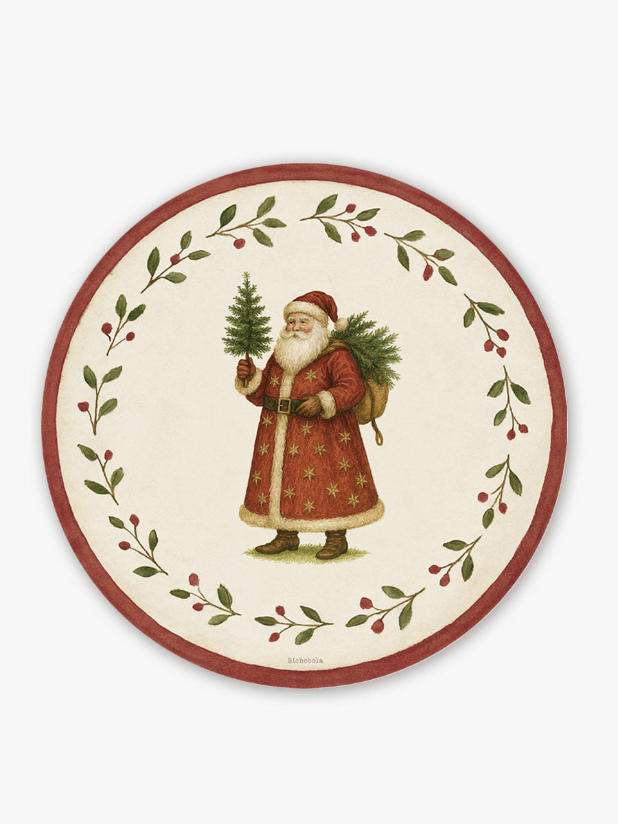 Mantel Redondo Bayas Papa Noel