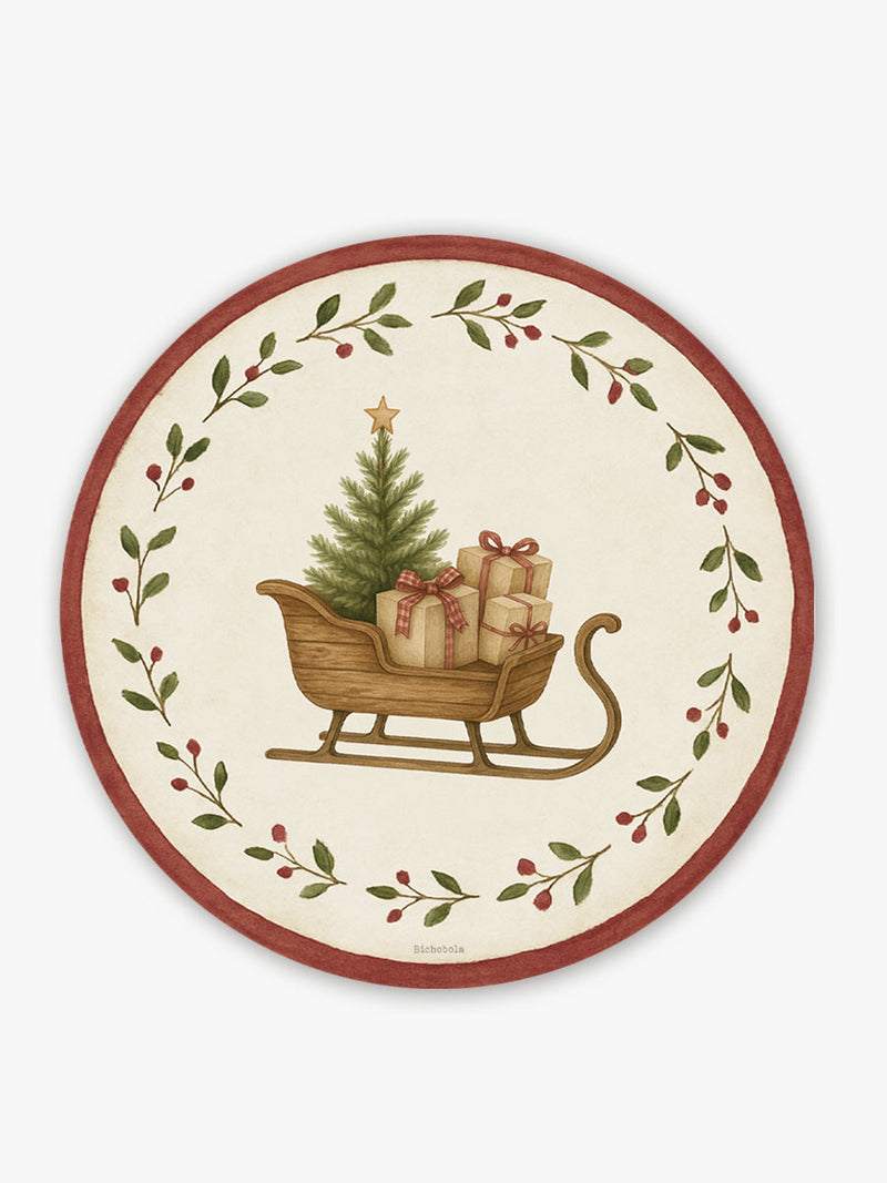 Mantel Navidad Redondo Bayas Vela