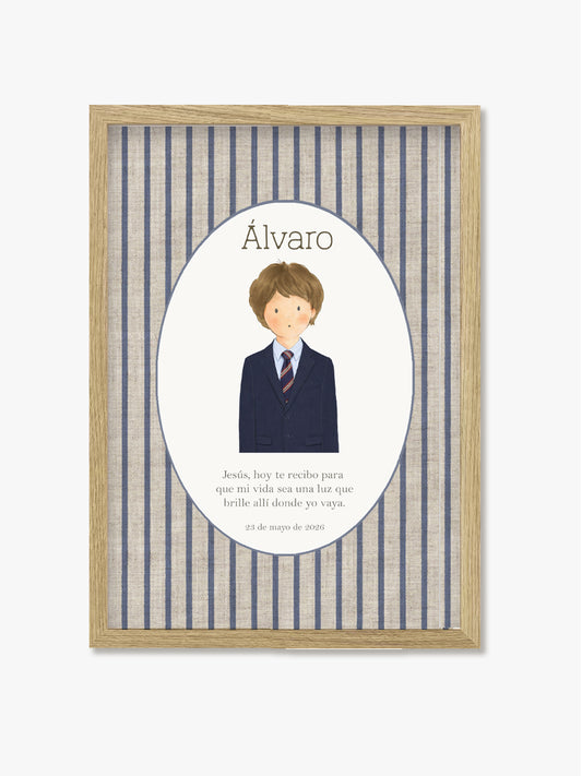 Cuadro Comunión Raya Rústica Azul