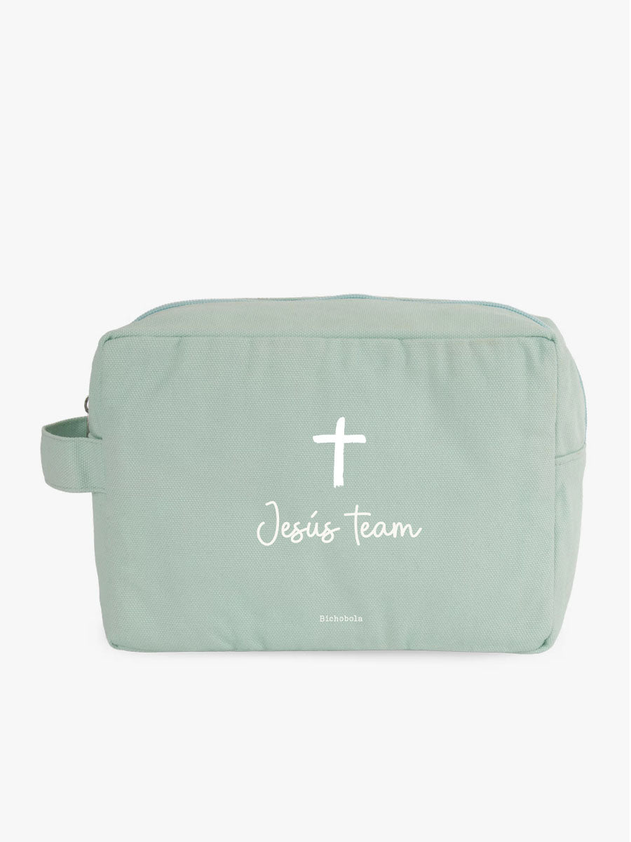 Neceser cuadrado Jesús Team color Aloe para Primera Comunión
