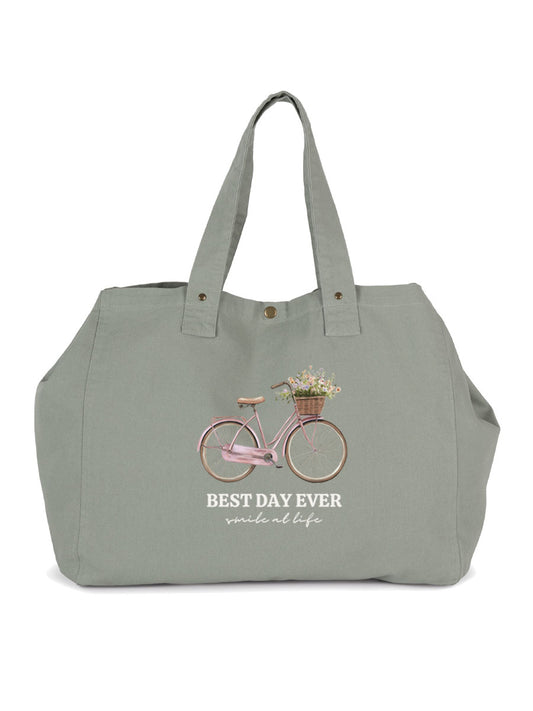 Bolsa efecto lavado Bici Rosa