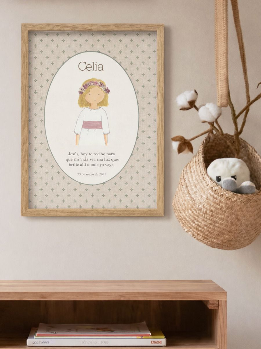 Cuadro Comunión Cruces personalizable con nombre y fecha para niña