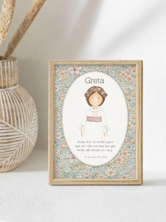 Cuadro Madera Comunión Jardín