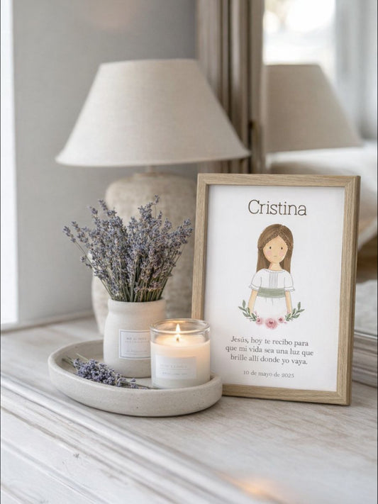 Cuadro Madera Comunión Sencillo Niña