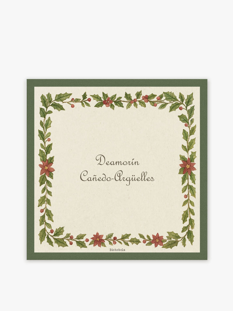 Mantel Cuadrado Navidad Apellidos Guirnalda Verde