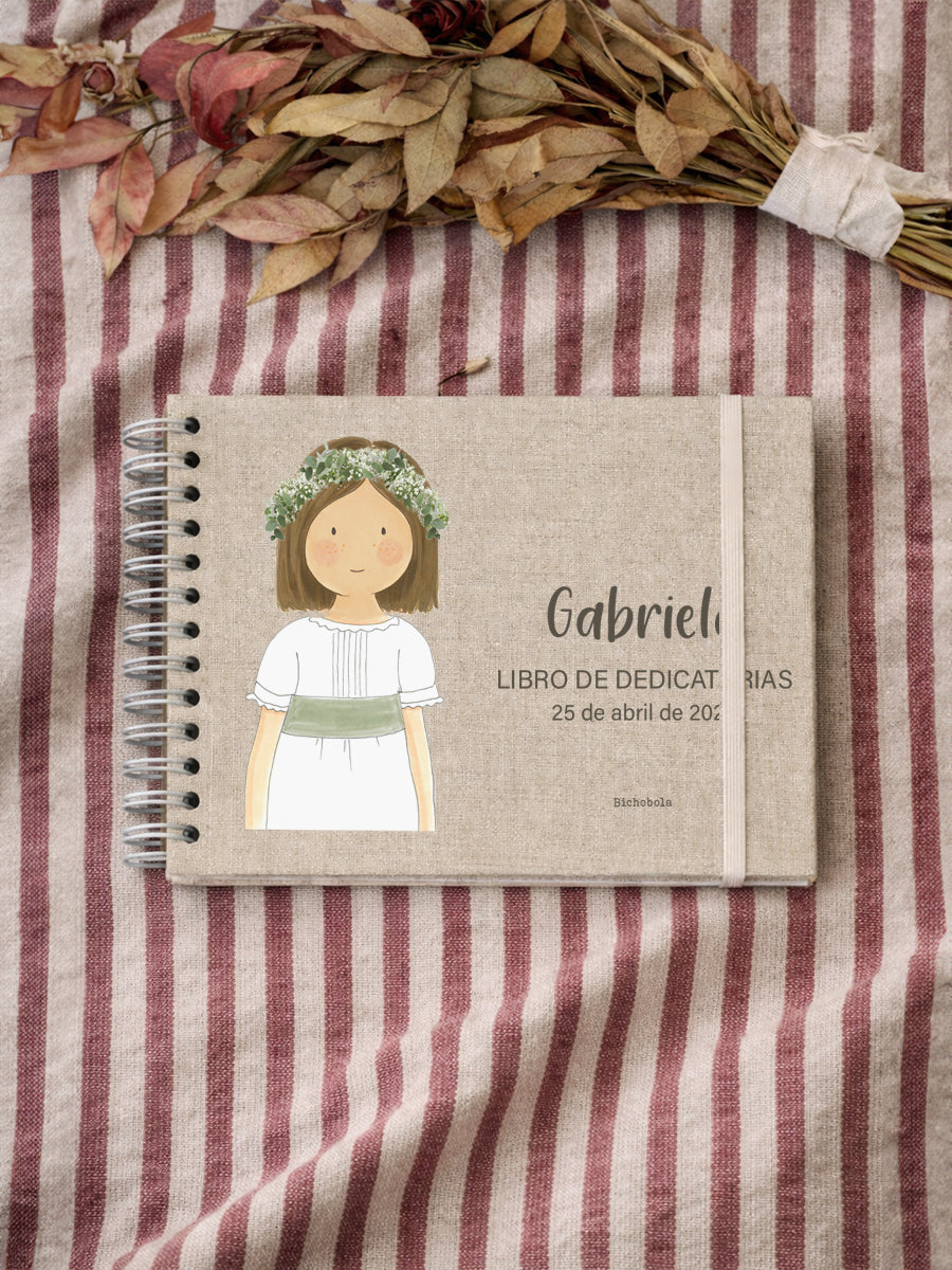 libro dedicatorias comunion diseño amelia personalizado con nombre y fecha