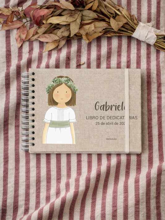 libro dedicatorias comunion diseño amelia personalizado con nombre y fecha