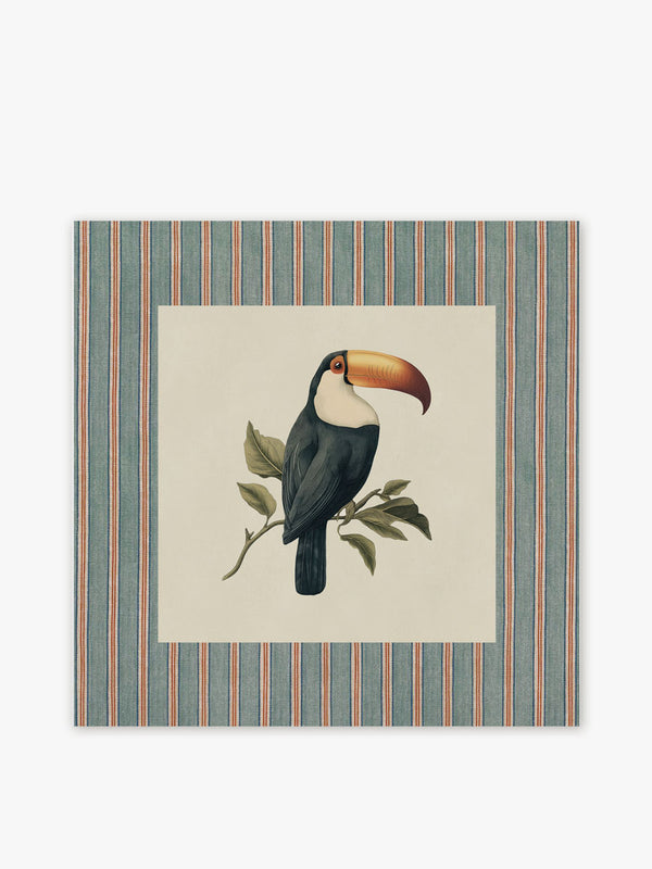 mantel cuadrado con diseño de pájaro tucán