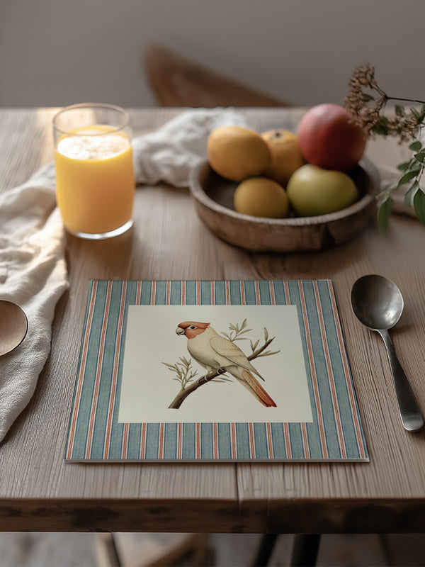 Mantel Cuadrado Pájaro Cacatúa Blanca