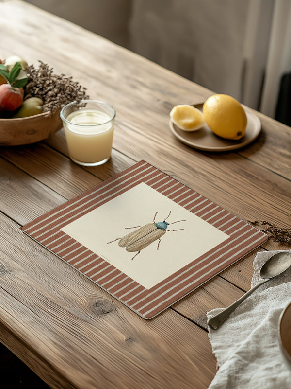 Mantel Cuadrado Insectos Rayas II