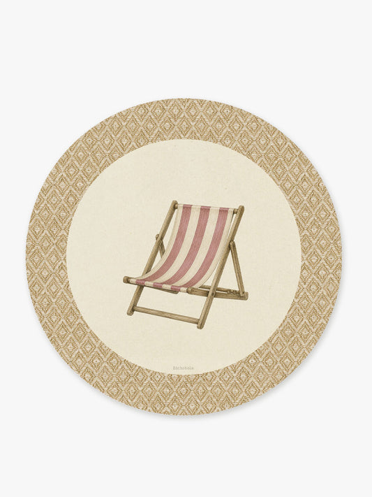 Mantel Redondo Summer Rafia Silla Roja