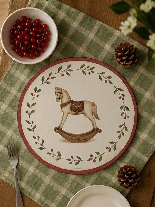 Mantel Navidad Redondo Bayas Caballo