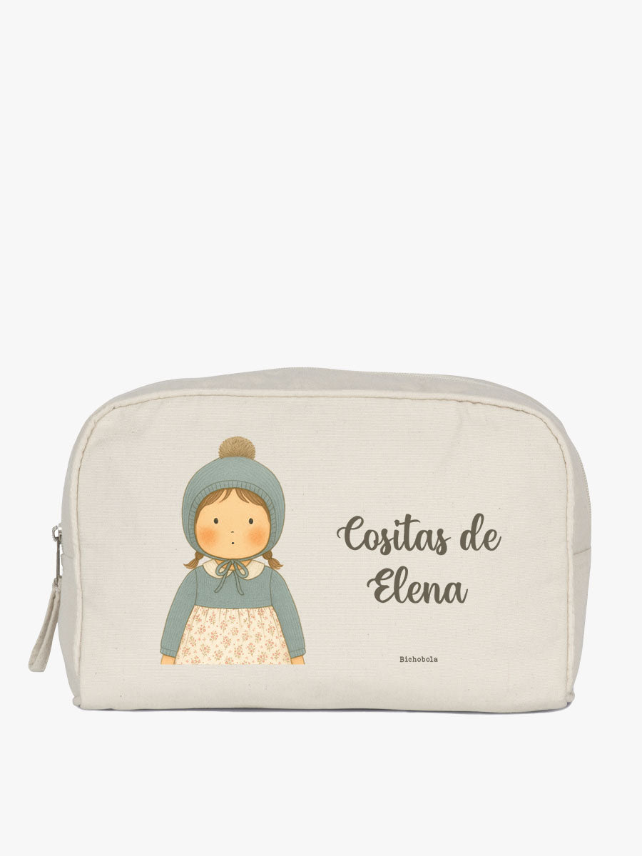 neceser color natural grande diseño casilda personalizado con nombre