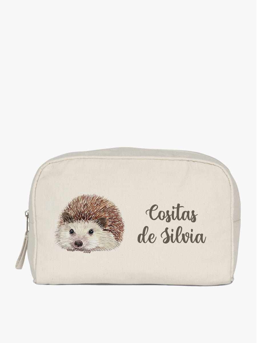 neceser cuadrado grande diseño erizo  personalizado con nombre