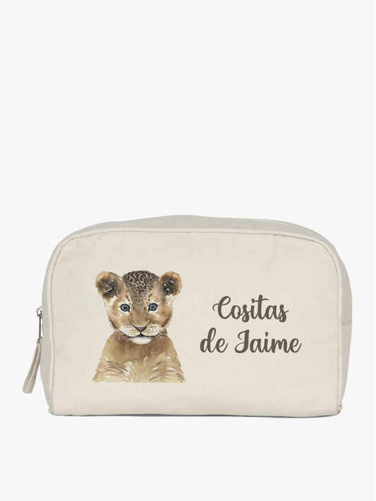 neceser cuadrado grande diseño león personalizado con nombre