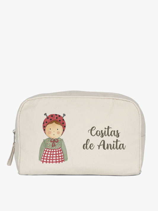 neceser cuadrado grande diseño mari mariquita personalizado con nomre