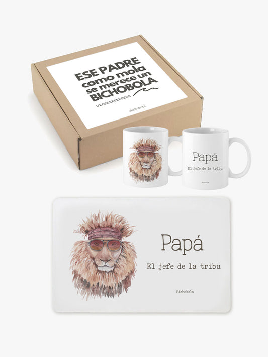 Pack Día del Padre Desayuno Animales - Mantel y Taza Personalizable