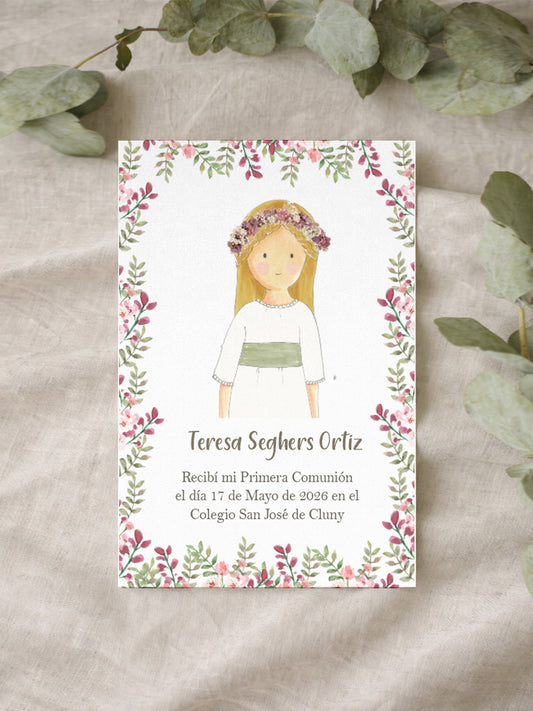 Recordatorio Comunión Guinda Rosa