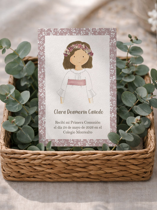 Recordatorio Comunión París Rosa