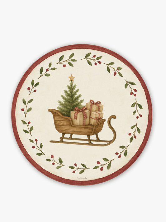 Mantel Navidad Redondo Bayas Vela