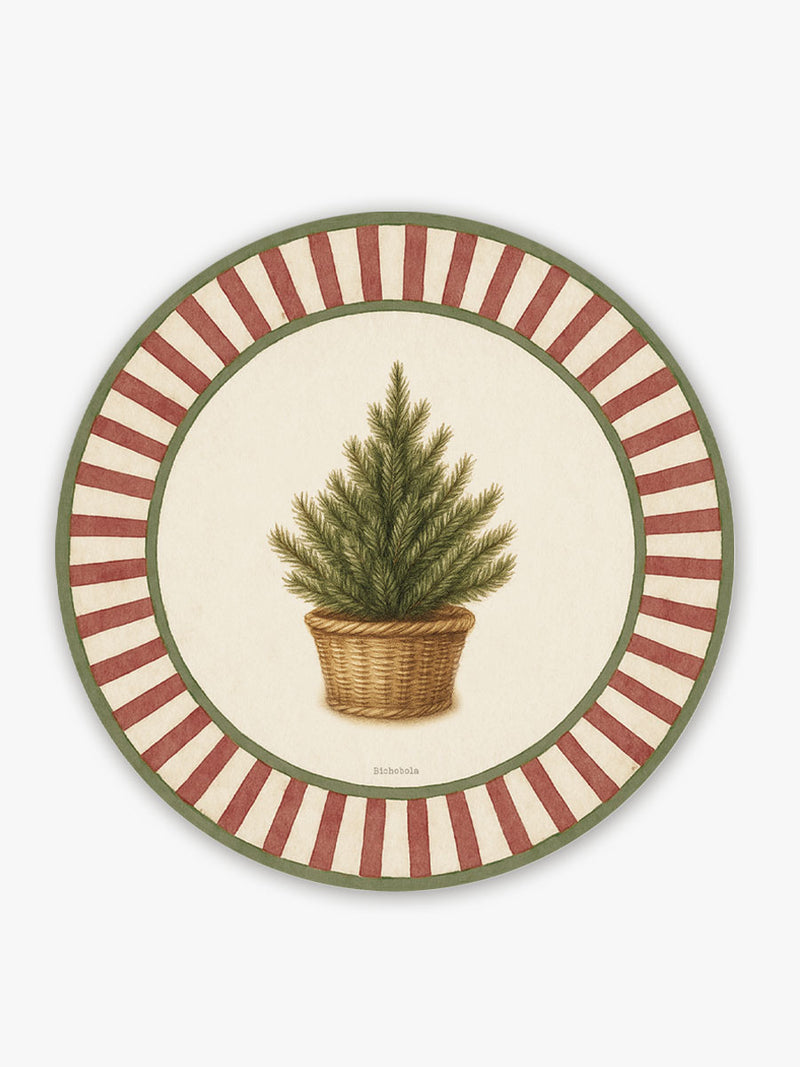 Mantel Navidad Redondo Rayas Pino